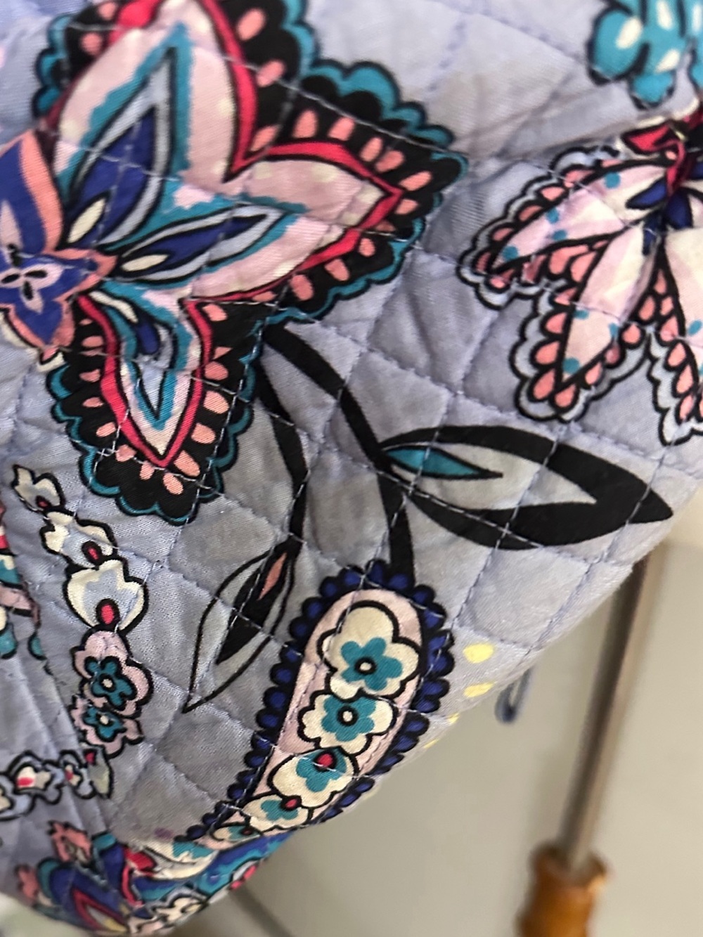 Vera Bradley Quilted Paisley Light Blue Purple Backpack Granola School Baby Bag - Picture 9 of 15